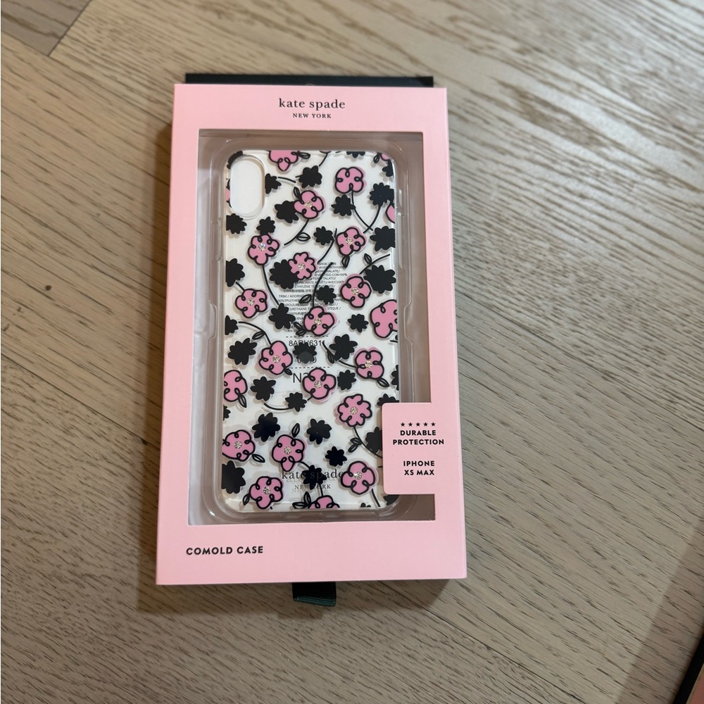 Kate Spade Black and Pink Jeweled Floral iPhone XS Max Case